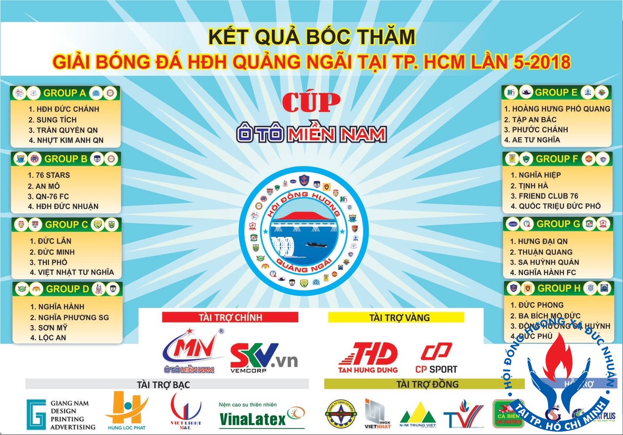 KẾT QUẢ BỐC THĂM GIẢI BÓNG ĐÁ HĐH QUẢNG NGÃI TẠI TP.HCM- LẦN 5